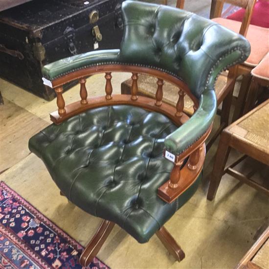 Green leather office chair